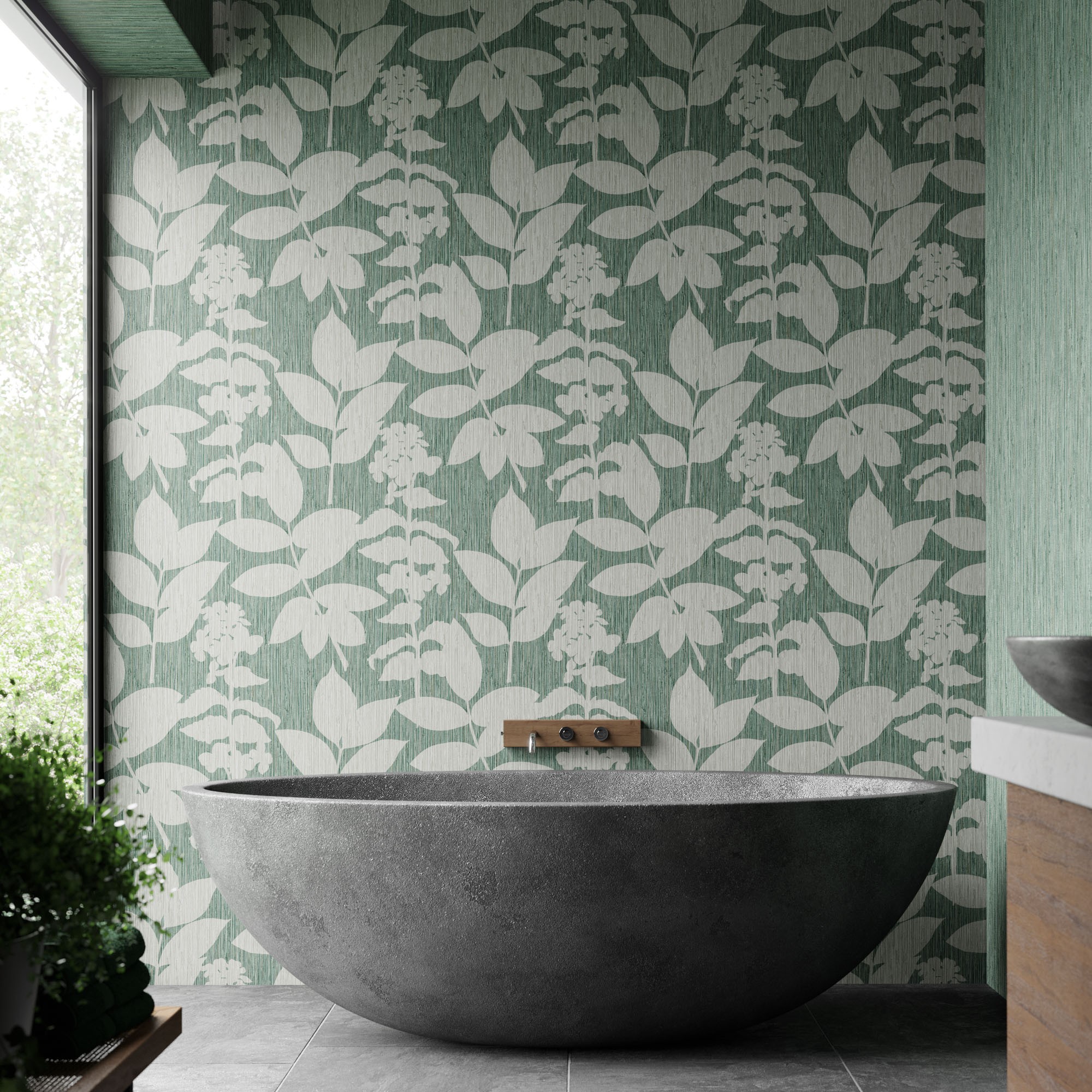 Aspen Botanical Wallpaper 111719 By Graham Brown In Pine Green